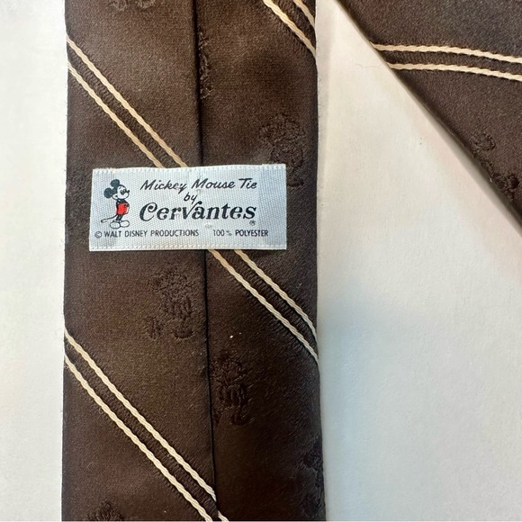 Vintage Mickey Mouse Tie for Cervantes, Brown Skinny - Picture 2 of 8